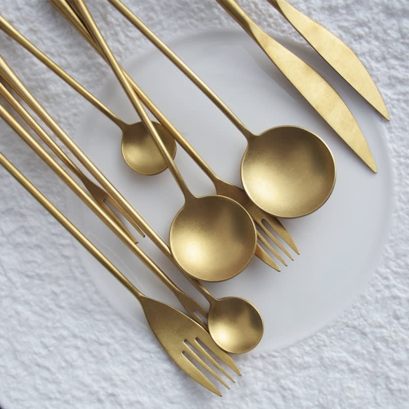 Retro Golden Steak Japanese-style Distressed 304 Stainless Steel Stir Knife, Fork And Spoon view 5