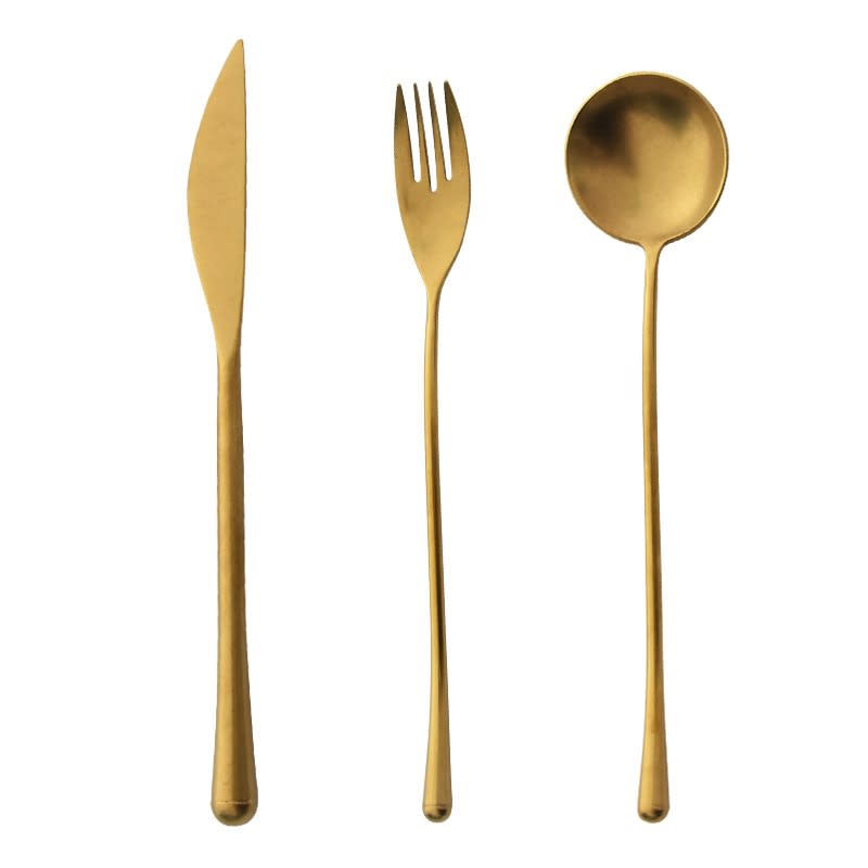 Retro Golden Steak Japanese-style Distressed 304 Stainless Steel Stir Knife, Fork And Spoon view 13