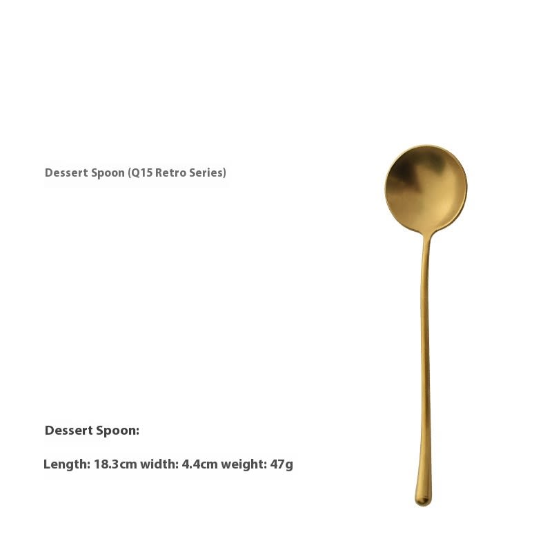 Retro Golden Steak Japanese-style Distressed 304 Stainless Steel Stir Knife, Fork And Spoon view 3