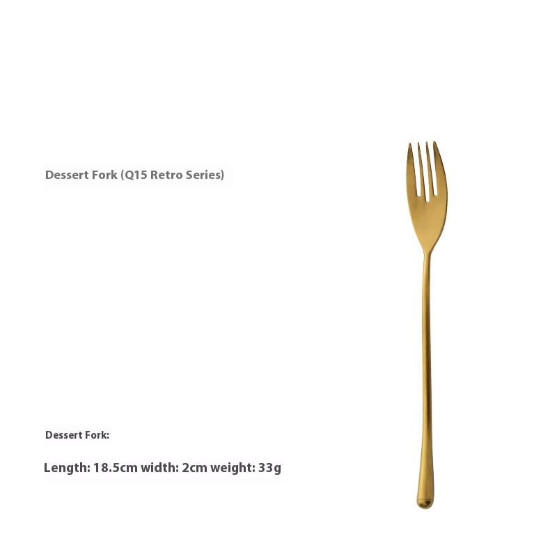 Retro Golden Steak Japanese-style Distressed 304 Stainless Steel Stir Knife, Fork And Spoon view 8