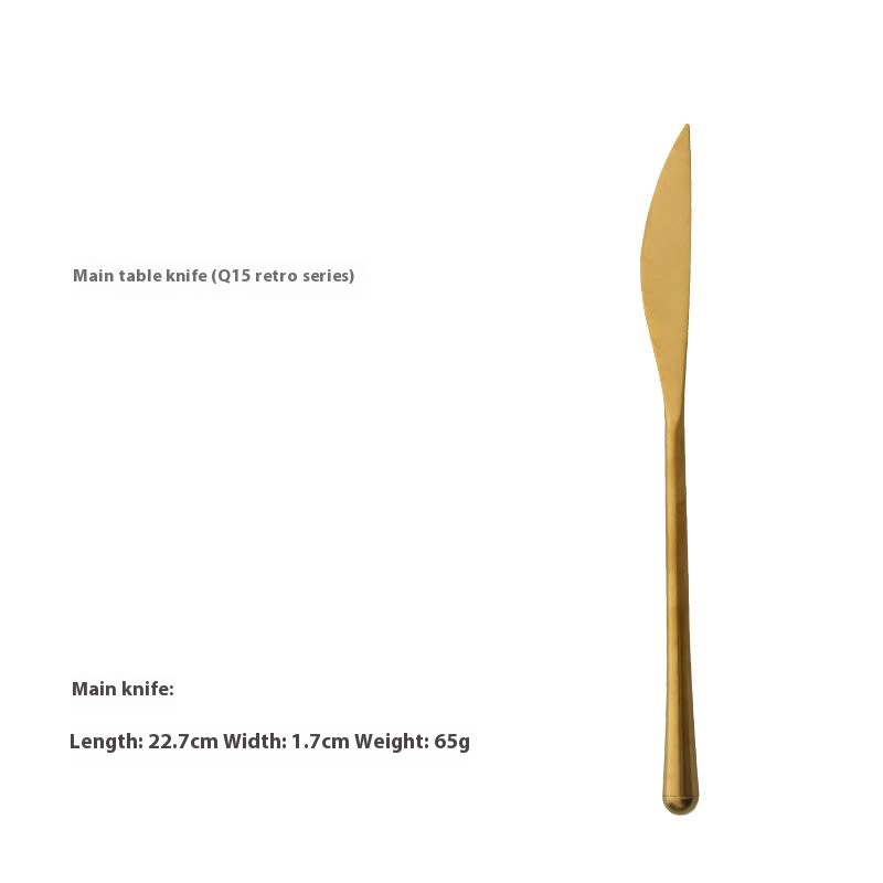 Retro Golden Steak Japanese-style Distressed 304 Stainless Steel Stir Knife, Fork And Spoon view 11