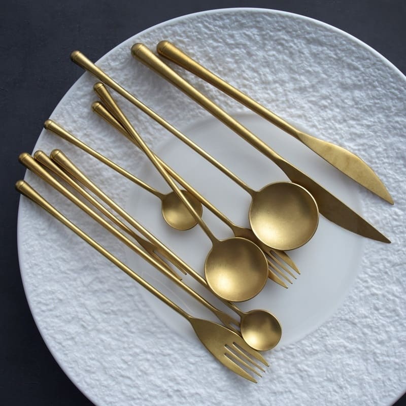 Retro Golden Steak Japanese-style Distressed 304 Stainless Steel Stir Knife, Fork And Spoon view 6