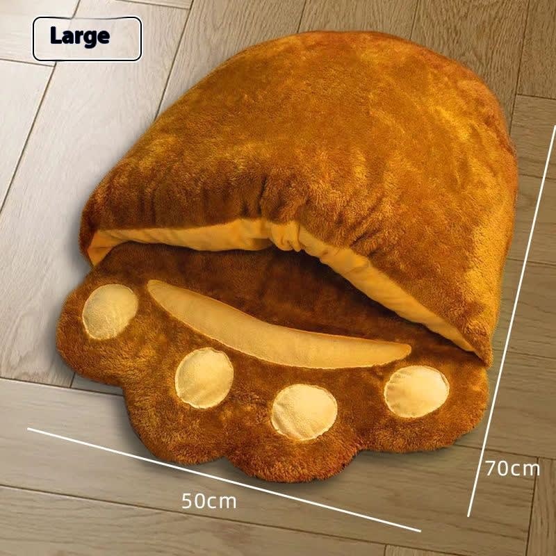 Winter Warm Cute Bear Paw Cat Bed Thickened House Semi-closed Cat Nest Large Space Washed Sleeping Bag Dog Pet Bed Pets Products view 6