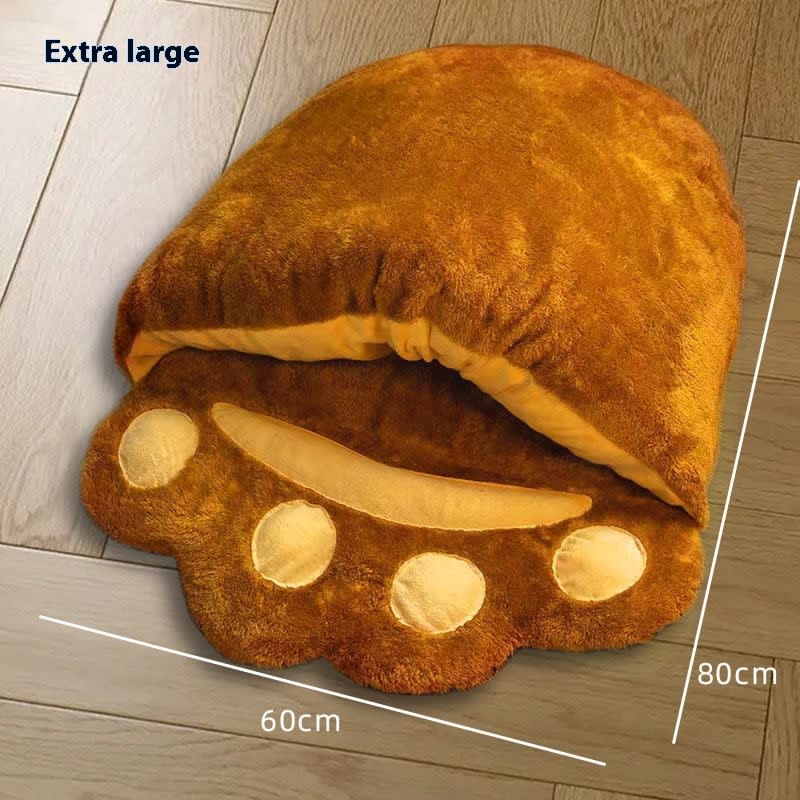 Winter Warm Cute Bear Paw Cat Bed Thickened House Semi-closed Cat Nest Large Space Washed Sleeping Bag Dog Pet Bed Pets Products view 3