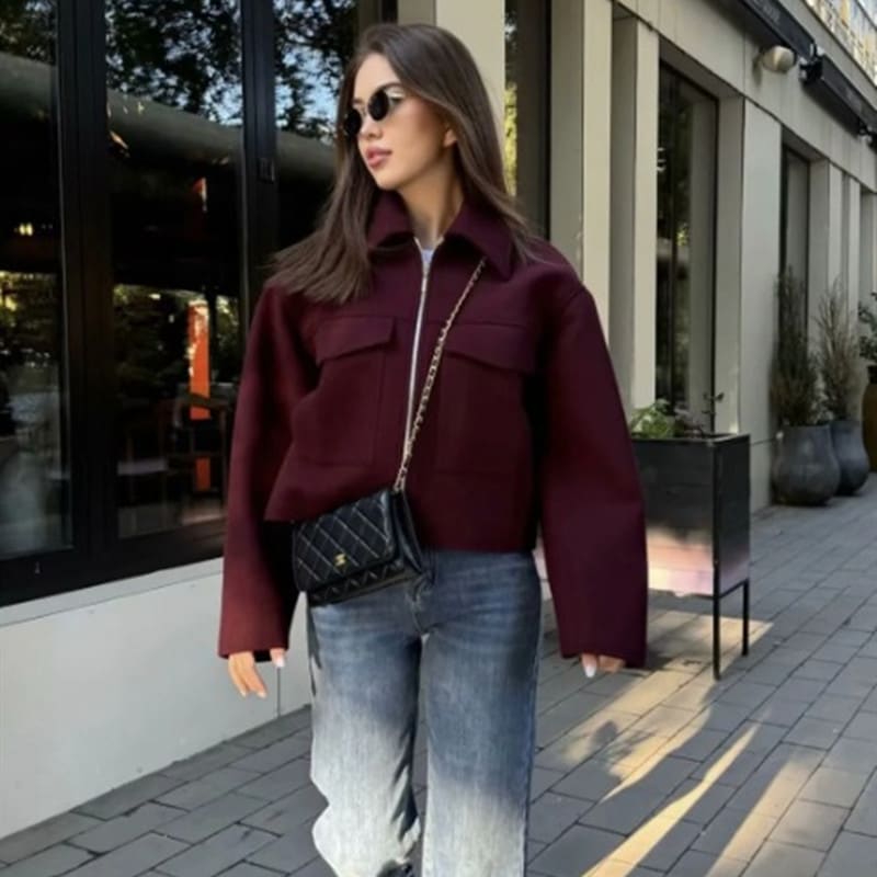 Women's Retro Fashion Polo Collar Coat view 5