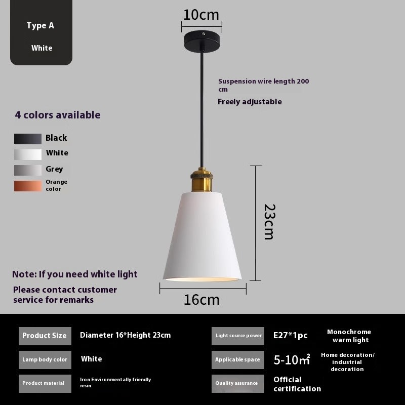 Simple Chandelier Dining Table Bar Lamp Bedroom Bedside Iron Droplight view 11