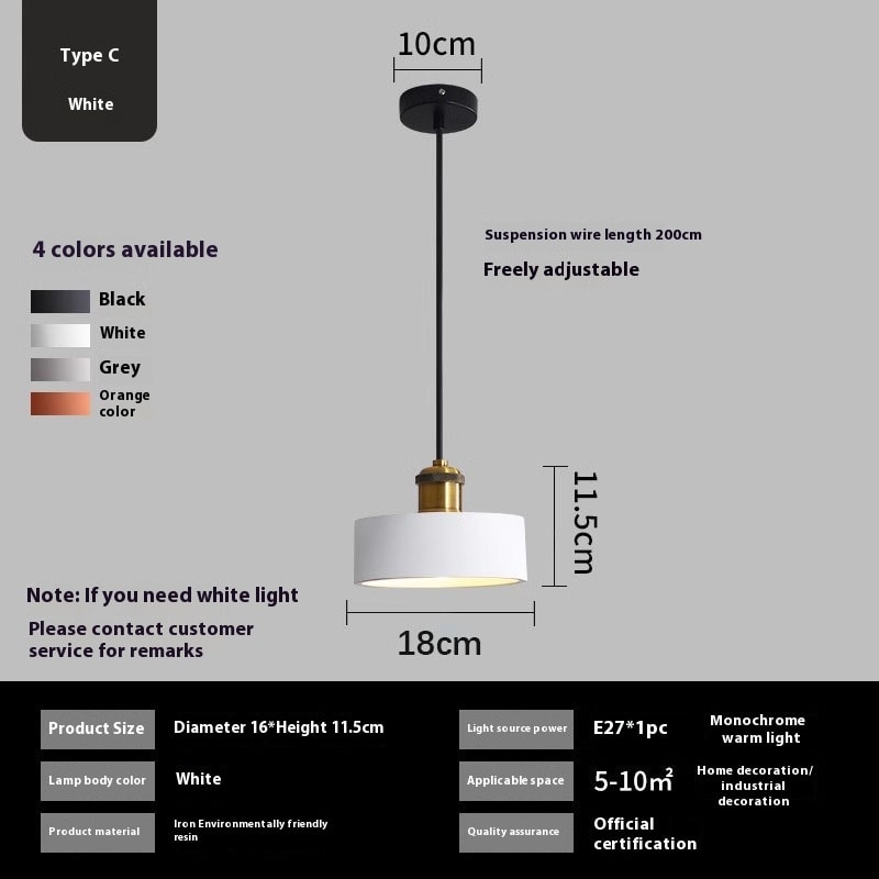 Simple Chandelier Dining Table Bar Lamp Bedroom Bedside Iron Droplight view 10