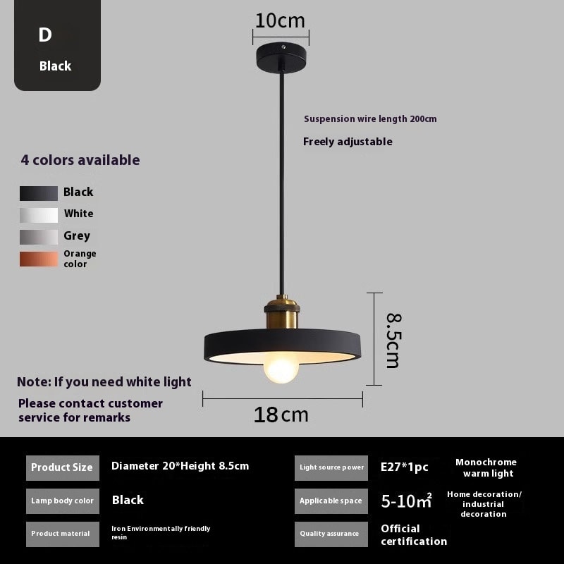 Simple Chandelier Dining Table Bar Lamp Bedroom Bedside Iron Droplight view 14