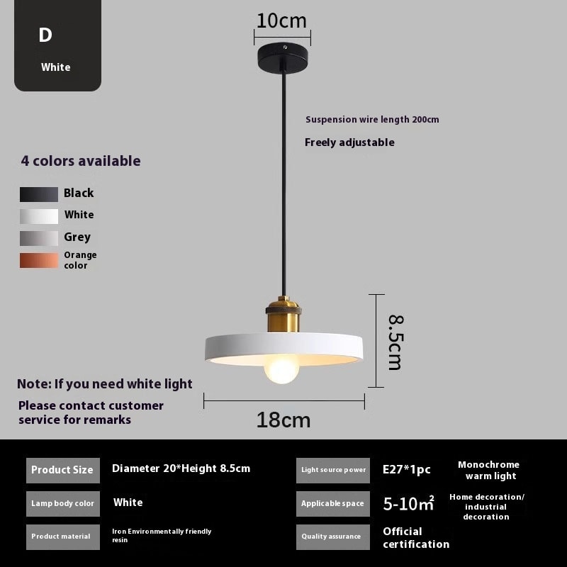 Simple Chandelier Dining Table Bar Lamp Bedroom Bedside Iron Droplight view 7