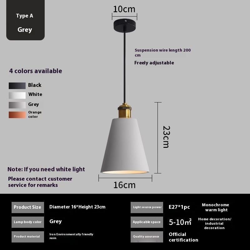Simple Chandelier Dining Table Bar Lamp Bedroom Bedside Iron Droplight view 18