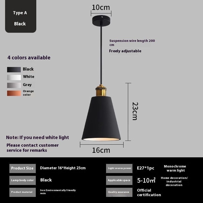 Simple Chandelier Dining Table Bar Lamp Bedroom Bedside Iron Droplight view 21