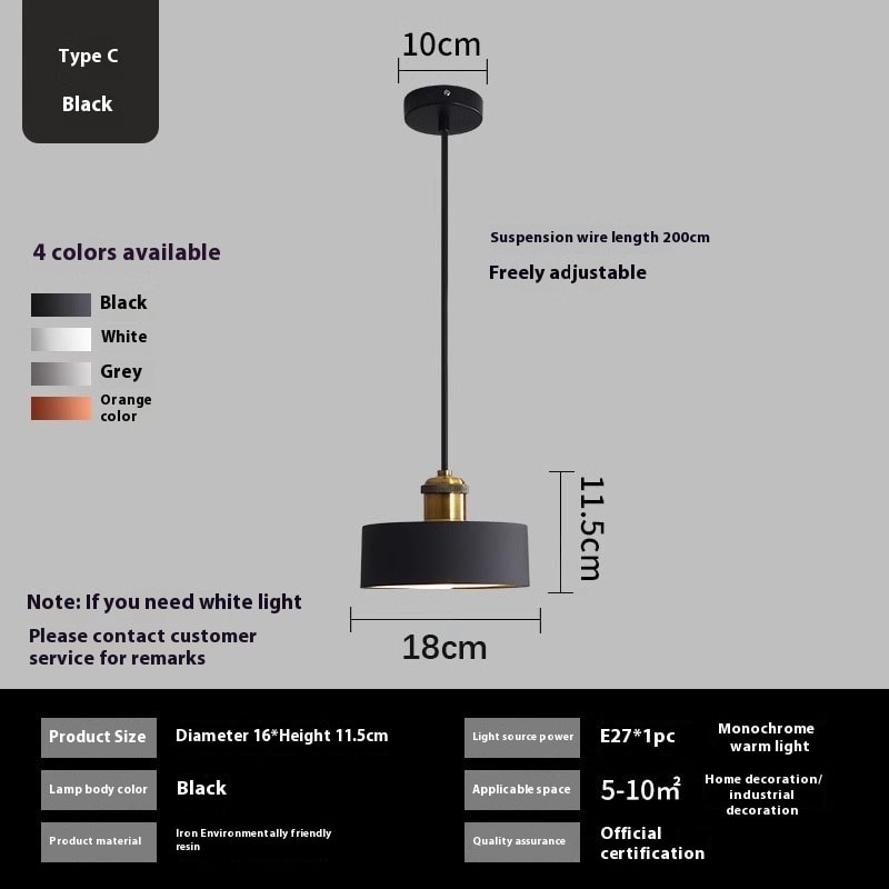 Simple Chandelier Dining Table Bar Lamp Bedroom Bedside Iron Droplight view 20