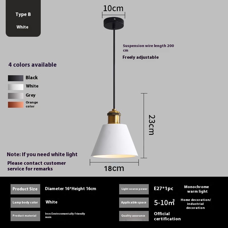 Simple Chandelier Dining Table Bar Lamp Bedroom Bedside Iron Droplight view 16