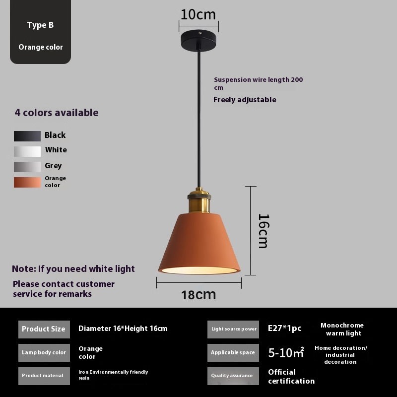 Simple Chandelier Dining Table Bar Lamp Bedroom Bedside Iron Droplight view 2