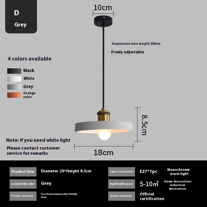 Simple Chandelier Dining Table Bar Lamp Bedroom Bedside Iron Droplight view 6