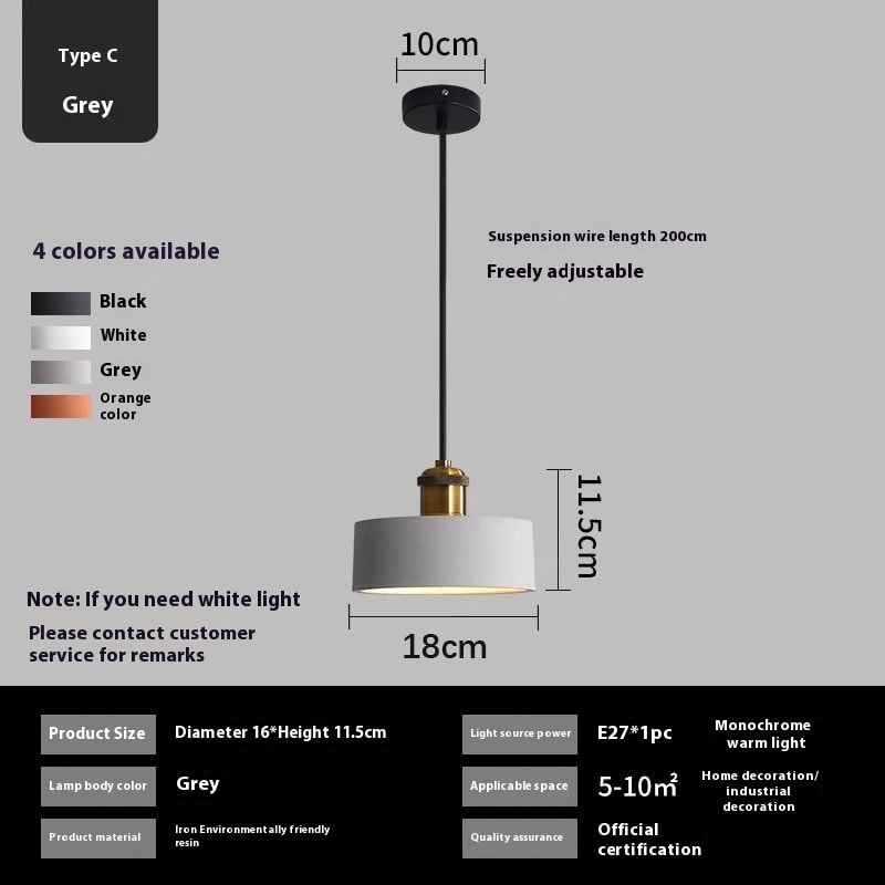 Simple Chandelier Dining Table Bar Lamp Bedroom Bedside Iron Droplight view 4