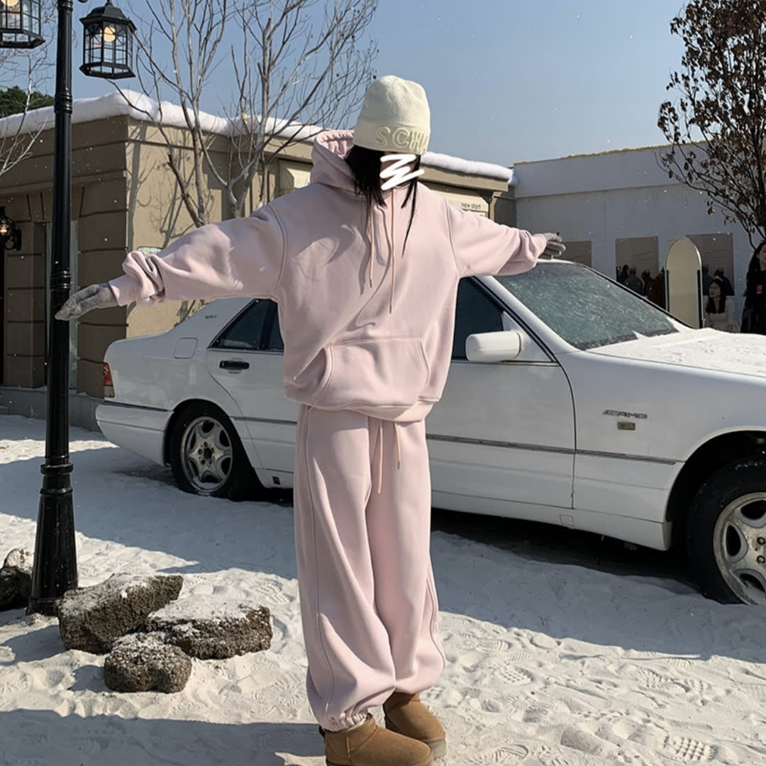 Idle Style Loose Sweater Ankle-tied Elastic Waist Thickened Sweatpants Suit view 7
