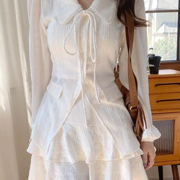 All-matching Design Sense Slimming Lace-up Sweet Two-piece Set Pack view 3