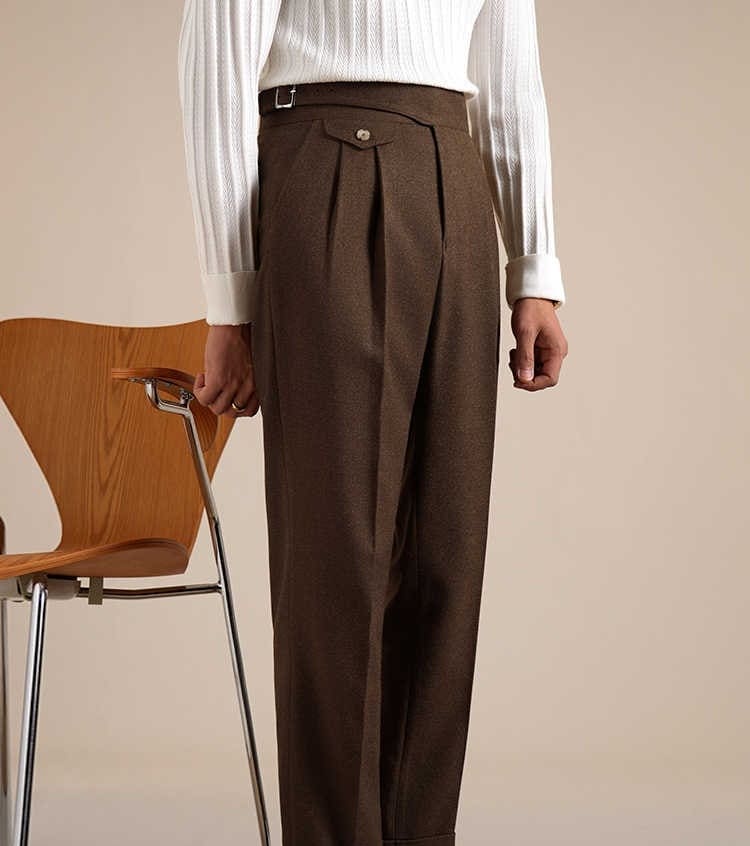 Casual Double Pleated Straight Business Not Tight Suit Pants view 5