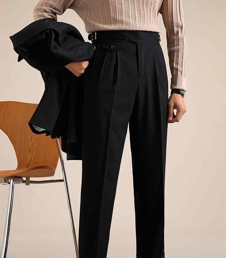 Casual Double Pleated Straight Business Not Tight Suit Pants view 3