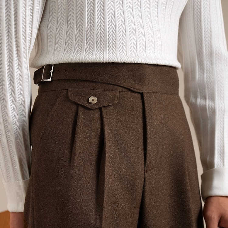 Casual Double Pleated Straight Business Not Tight Suit Pants view 4