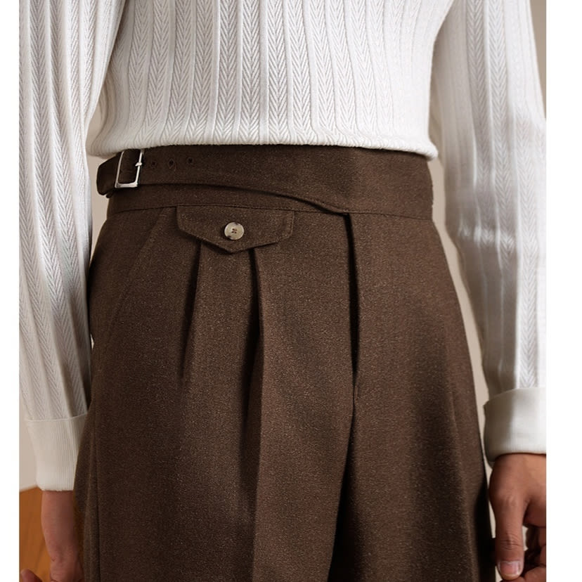 Casual Double Pleated Straight Business Not Tight Suit Pants view 7