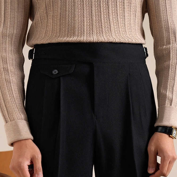 Casual Double Pleated Straight Business Not Tight Suit Pants view 2