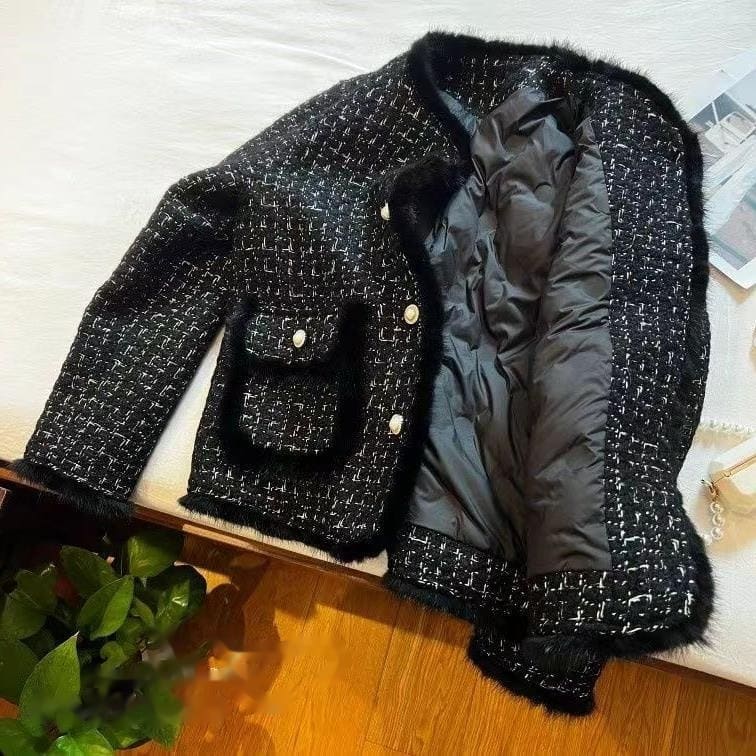 Coat Fashionable Coarse Pattern Elegant Slimming Thickened Quilted view 2