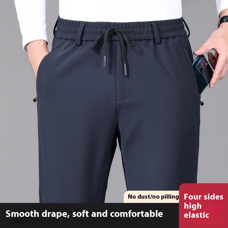 Business Men's Pants Autumn And Winter Elastic Waist Straight view 3