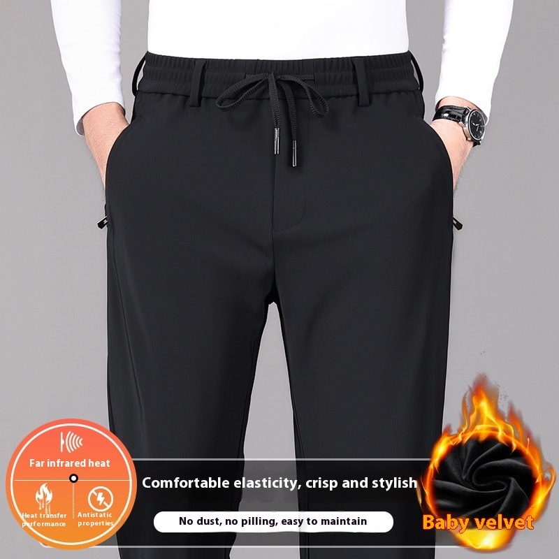 Business Men's Pants Autumn And Winter Elastic Waist Straight view 8