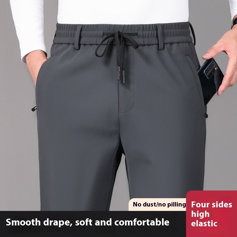 Business Men's Pants Autumn And Winter Elastic Waist Straight view 10