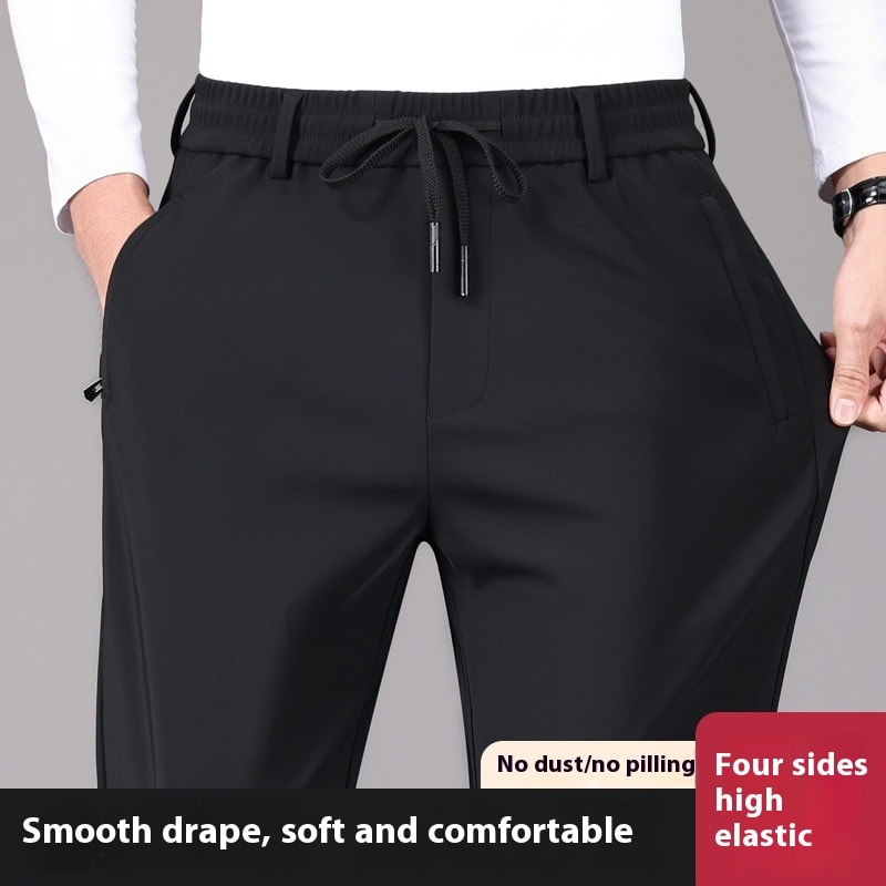 Business Men's Pants Autumn And Winter Elastic Waist Straight view 11