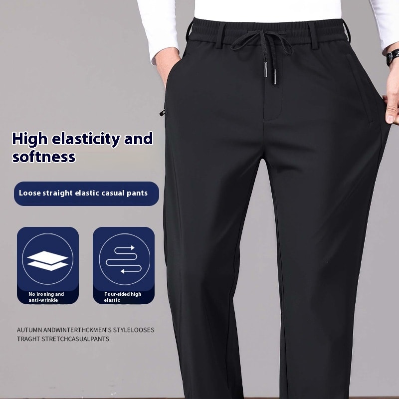 Business Men's Pants Autumn And Winter Elastic Waist Straight view 7