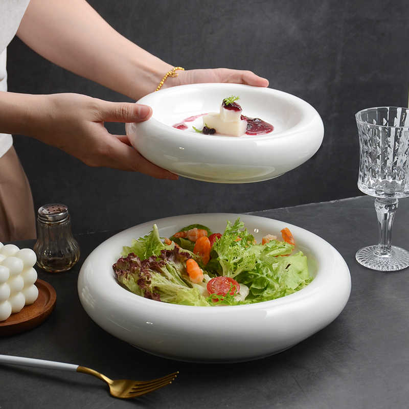 Pure White Round Restaurant Ceramic Pastry Plate view 2