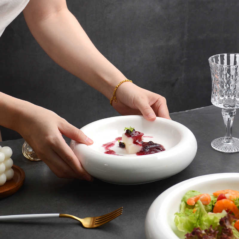 Pure White Round Restaurant Ceramic Pastry Plate