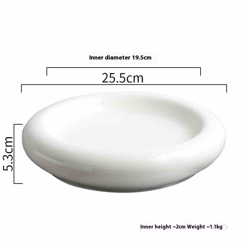 Pure White Round Restaurant Ceramic Pastry Plate view 4