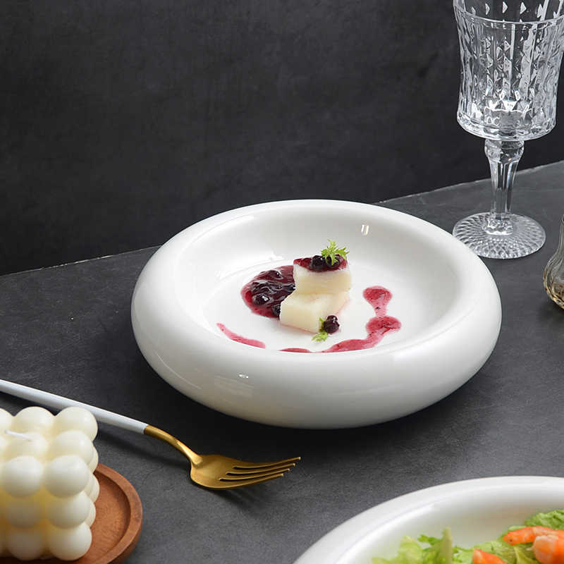 Pure White Round Restaurant Ceramic Pastry Plate view 6