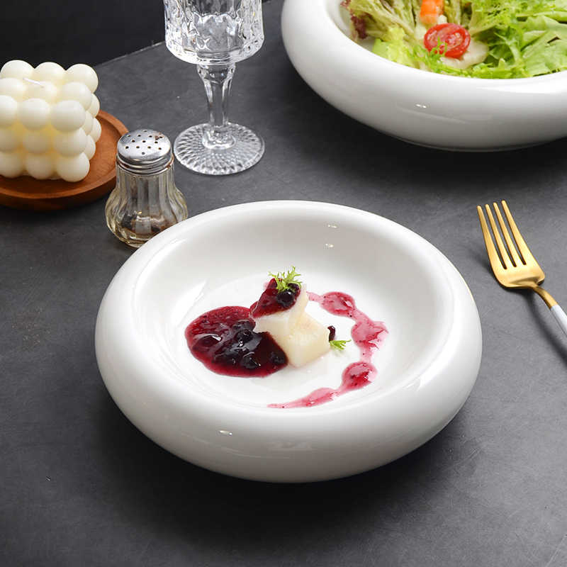 Pure White Round Restaurant Ceramic Pastry Plate view 5