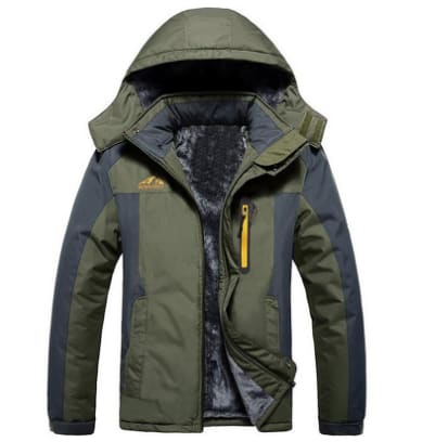 Winter Hooded Jacket Fashion Casual Warm Fleece Coat Windproof Rainproof Parka Windbreaker Men's Top view 4