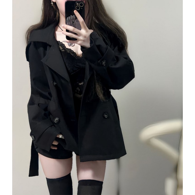 Fashion Short Black Double Breasted