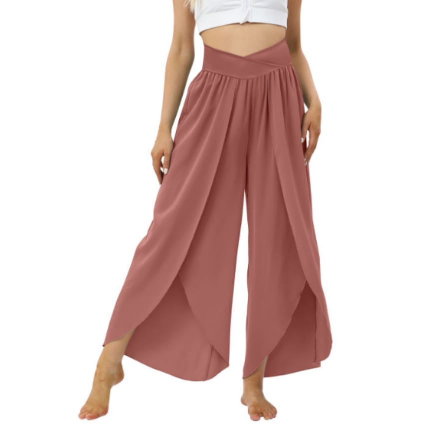 Loose Split Yoga Pants Summer Elastic High Waist Wide Leg Trousers Women's Fashion Versatile Clothing view 4