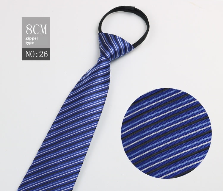 Black Men's Tie Striped Blue Business Tie Lazy Zip Tie In Stock Wholesale Pull Peels view 8