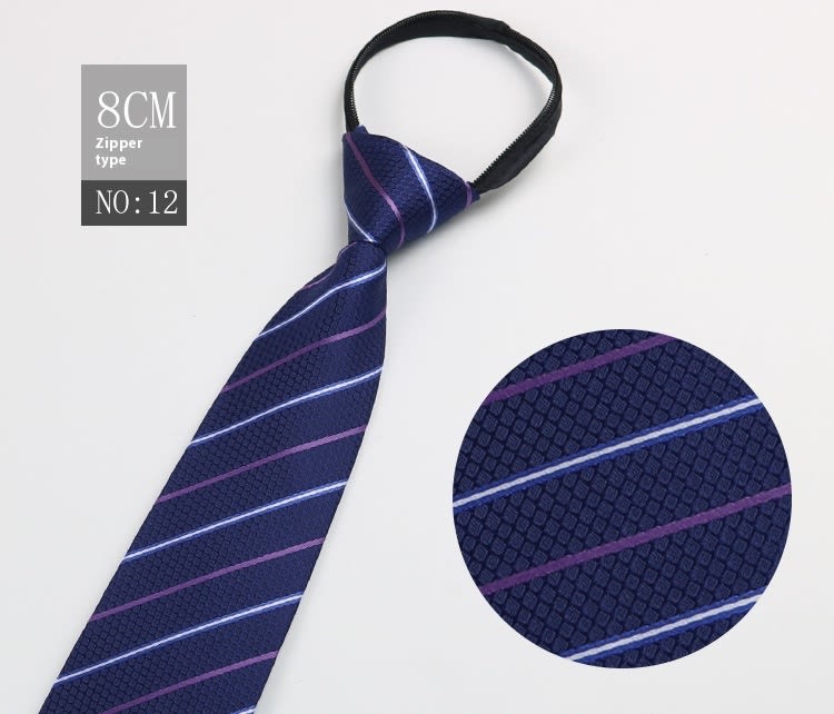 Black Men's Tie Striped Blue Business Tie Lazy Zip Tie In Stock Wholesale Pull Peels view 75