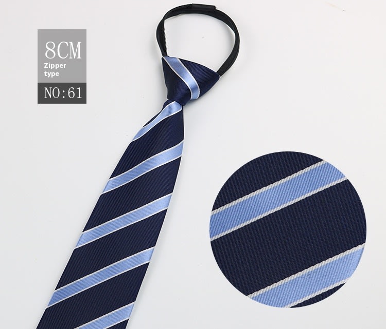 Black Men's Tie Striped Blue Business Tie Lazy Zip Tie In Stock Wholesale Pull Peels view 45