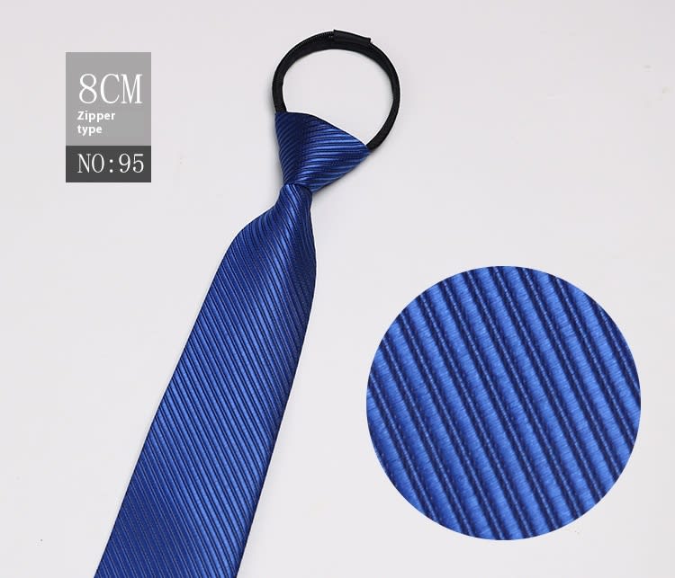 Black Men's Tie Striped Blue Business Tie Lazy Zip Tie In Stock Wholesale Pull Peels view 44