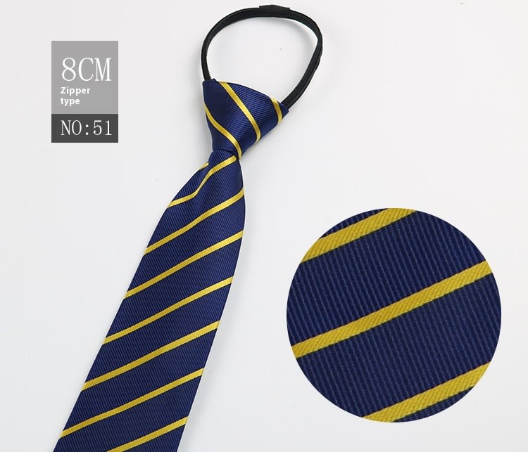 Black Men's Tie Striped Blue Business Tie Lazy Zip Tie In Stock Wholesale Pull Peels view 63