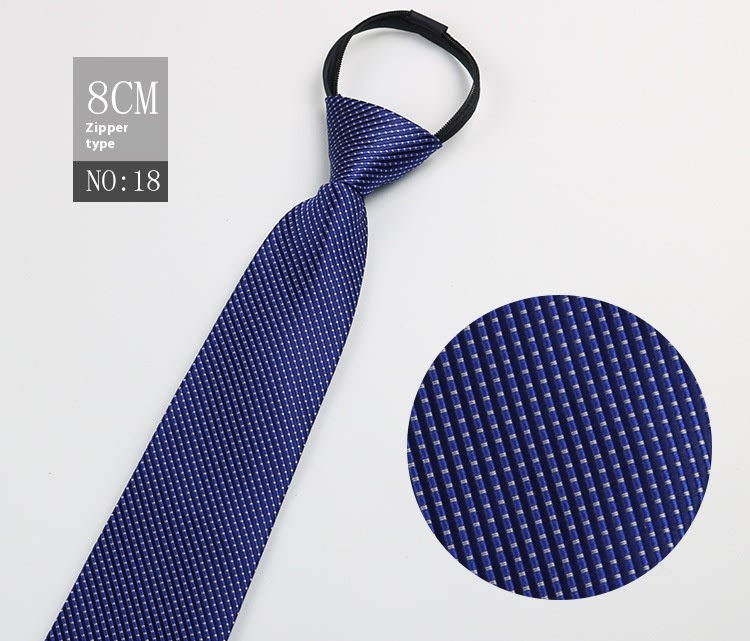Black Men's Tie Striped Blue Business Tie Lazy Zip Tie In Stock Wholesale Pull Peels view 62