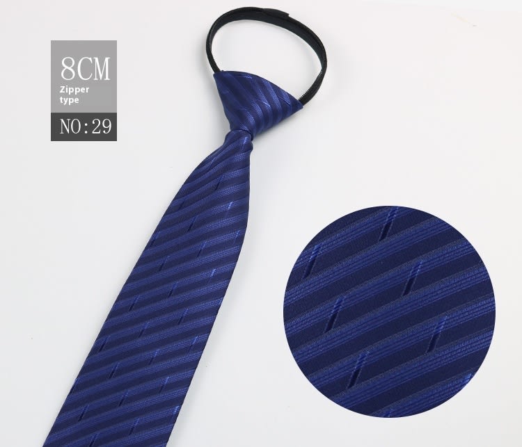 Black Men's Tie Striped Blue Business Tie Lazy Zip Tie In Stock Wholesale Pull Peels view 25