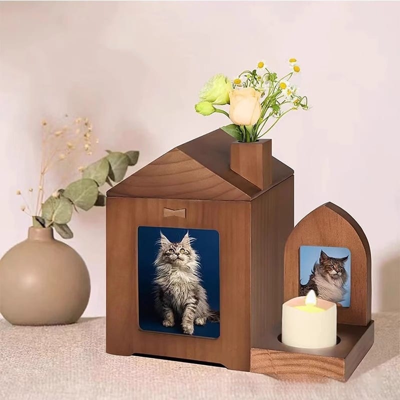 Pet Urn Solid Wood Memorial Wooden Box Animal Cremation Funeral Products view 4