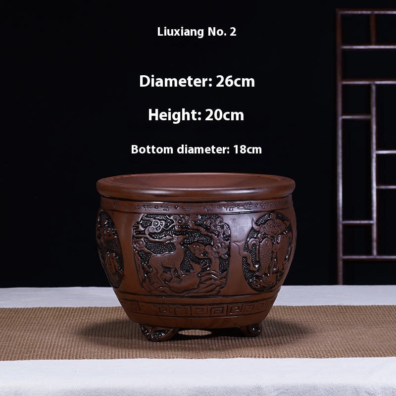 Antique Style Redware Flower Pot Retro Square Hexagonal Bonsai view 11